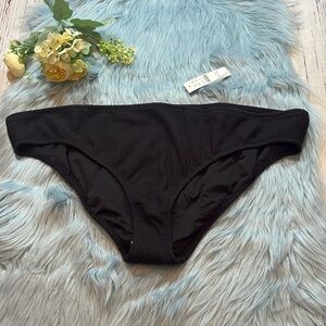 NWT J. Crew Textured Hipster Full Coverage Bikinj Bottom Black sz 3X